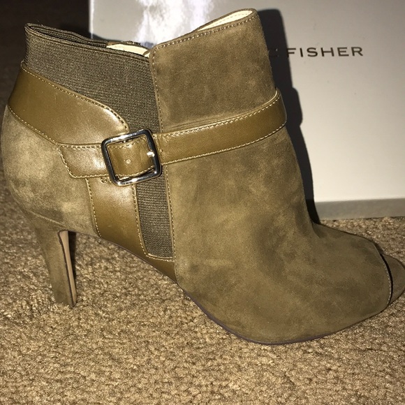 Marc Fisher Leather and Suede Peep Ankle Bootie - Picture 2 of 4
